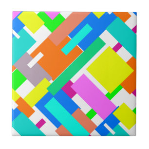 Positive Vibes Lycklig Färg Abstrakt Art Blocks Kakelplatta