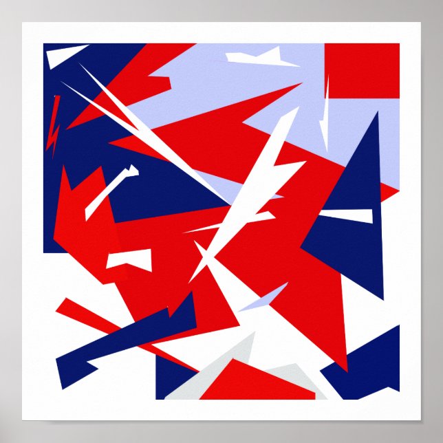 Positive Vibes Red Blue White Abstrakt Art Poster (Framsidan)