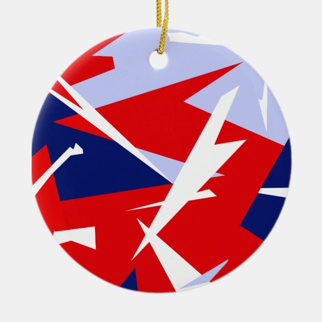 Positive Vibes Red Blue White Julgransprydnad Keramik (Framsidan)