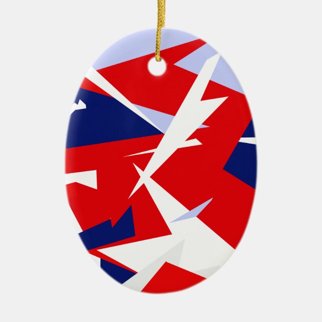 Positive Vibes Red Blue White Julgransprydnad Keramik (Framsidan)