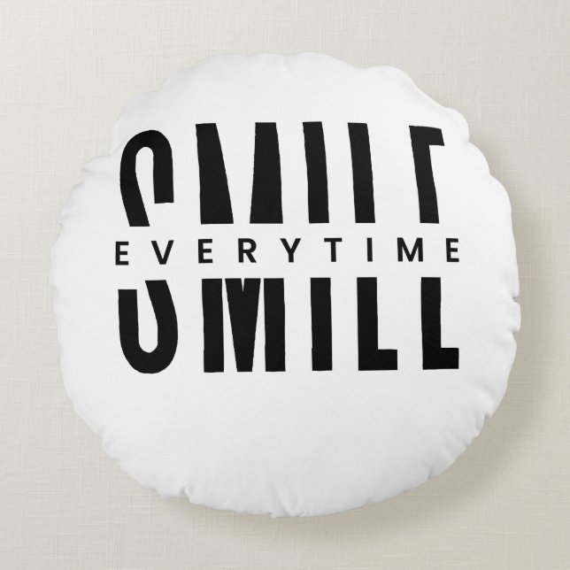 Positive Vibes Smile Pillow Rund Kudde (Framsidan)
