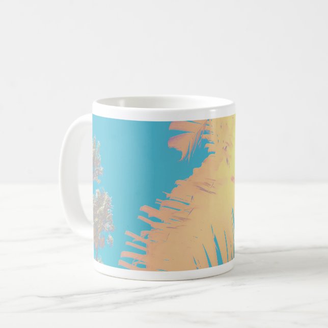 Positive Vibes Tropical Handflatan Träd Kaffemugg (Framsida vänster)