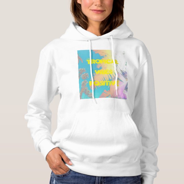 Positive Vibes Tropical Handflatan Träd T Shirt (Framsida)
