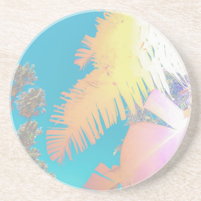 Positive Vibes Tropical Handflatan Träd Underlägg (Framsidan)