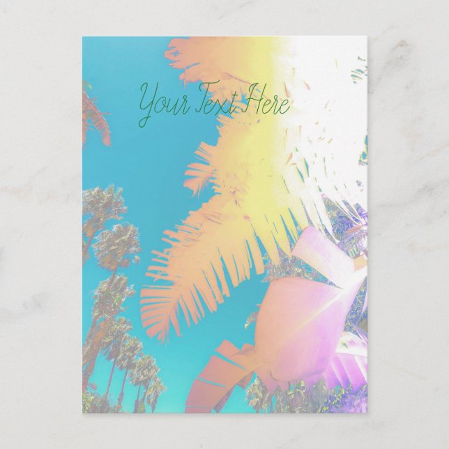 Positive Vibes Tropical Handflatan Träd Vykort (Framsida)