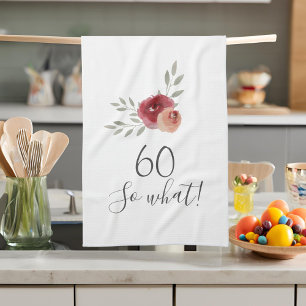 Positive Watercolor Ro Blommigt 60 Birthday Kökshandduk