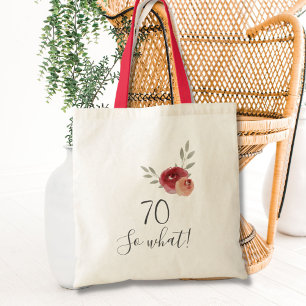 Positive Watercolor Ro Blommigt 70 Birthday Tygkasse