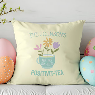 Positivit-tea Pastel Blommigt Vår Dekorativ kudde
