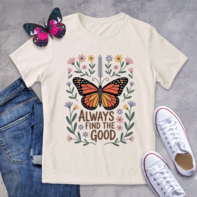 Positivitet för Blommigt av inspirationsfjäril T Shirt (Skapare uppladdad)