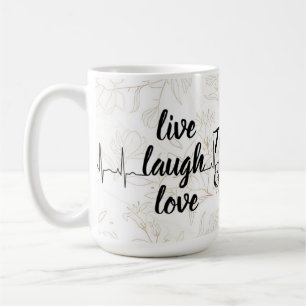 positivitet med hjälp av den här eleganten, vit mu kaffemugg