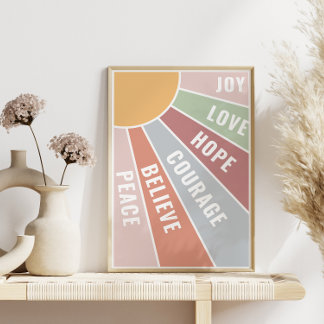 Positivitet Poster Kärlek Joy Cours och Hope