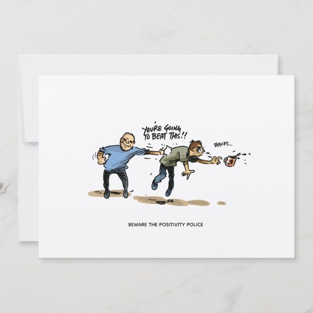 Positivity Police Funny Cancer Tecknad Card (Framsida)