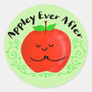 Positivt äpple Pun - Appley allt efter Runt Klistermärke