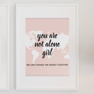 Positivt att du inte är Ensam Girl Motivation Cita Poster