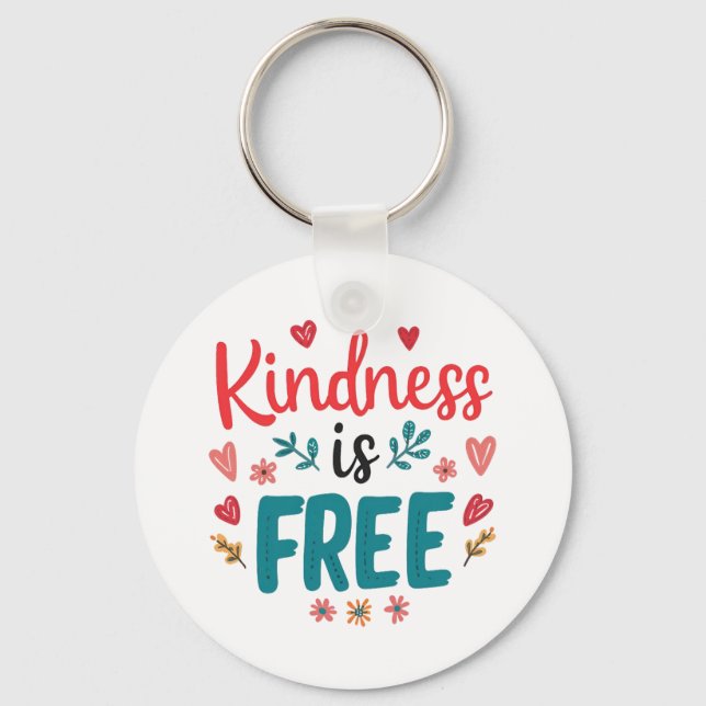 Positivt "Be-Kind"-meddelande med hjärtan Nyckelring (Framsida)