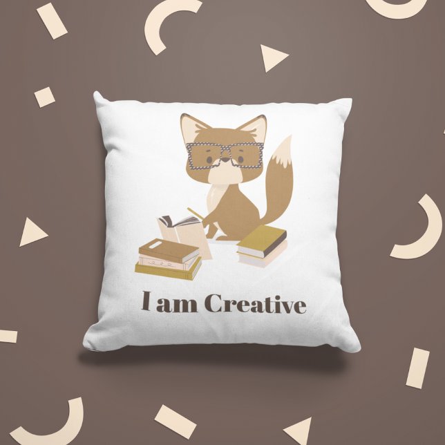 Positivt bekräftande barn som läser dekoration kudde (Positive Affirmation Kids Pillow Cushion Fox Back to School)