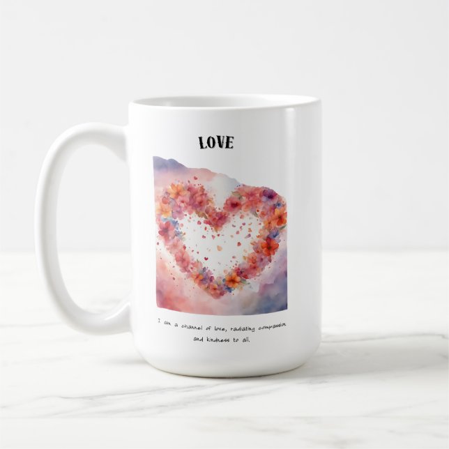 Positivt bekräftelsekort för Kärlek Kaffemugg (Vänster)