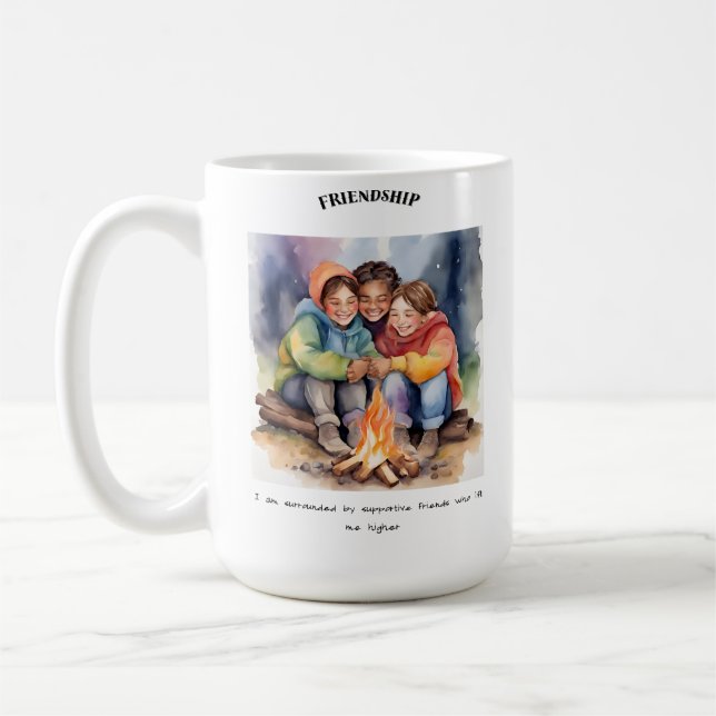 Positivt bekräftelsekort för vänskap kaffemugg (Vänster)