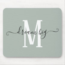 Positivt citat Dream Big Initial Monogram Sage