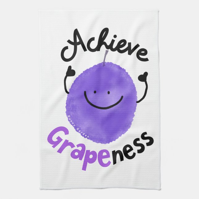 Positivt Grape Pun - uppnå grafik Kökshandduk (Vertikal)