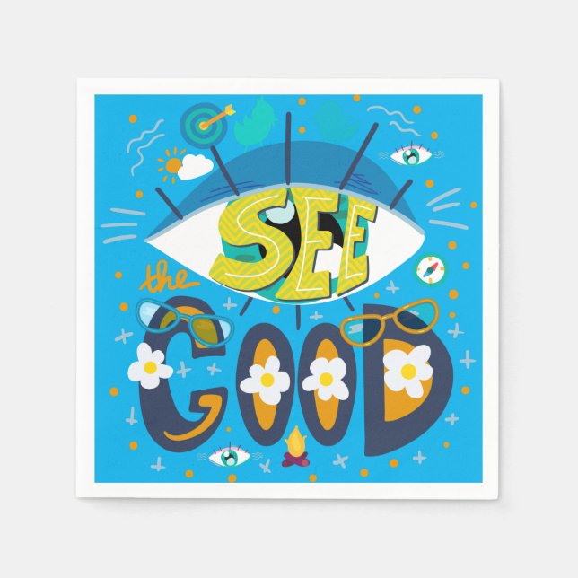 Positivt inspirerande citat levande sommarblått pappersservett (Framsidan)