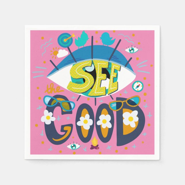 Positivt inspirerande citat: vibrerande sommartid  pappersservett (Framsidan)