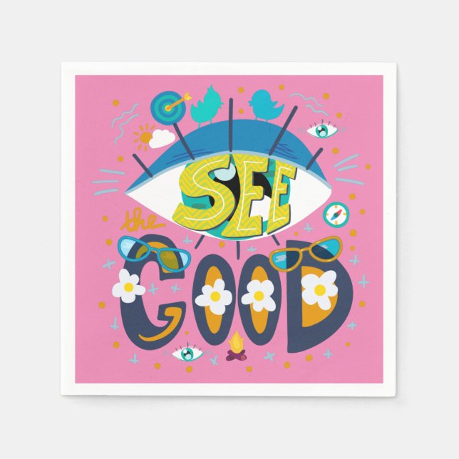 Positivt inspirerande citat: vibrerande sommartid  pappersservett (Framsidan)