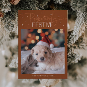 Positivt Julglad Hund Foto Terrakotta Julkort