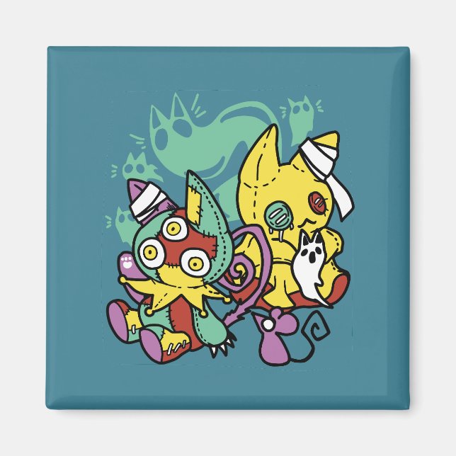 Positivt läskigt | Monstrosa Katter Halloween  Magnet (Framsidan)