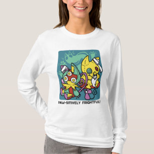 Positivt läskigt Monstrosa Katter Halloween T Shirt