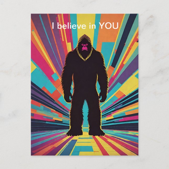 Positivt meddelande om Bigfoot Retro Future Dimens Vykort (Framsida)