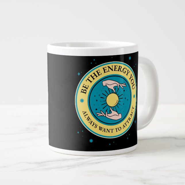 Positivt meddelande om energimotivation kaffe mugg jumbo mugg (Framsida höger)
