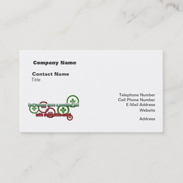 Positivt Negativt livsinne Visitkort (Framsida)