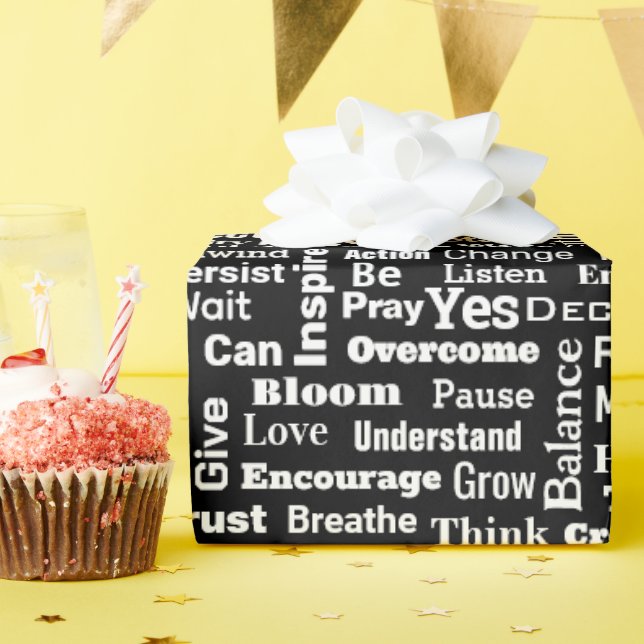 Positivt Ord moln på svart Presentpapper (Födelsedagsfest)