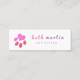 Positivt Rosa Tass Heart Pet Sitter Mini Visitkort