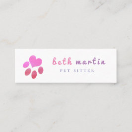 Positivt Rosa Tass Heart Pet Sitter Mini Visitkort