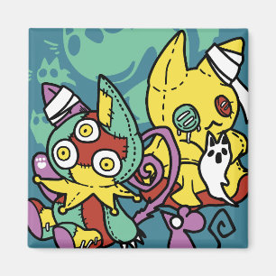 Positivt skrämmande Monstrosa katter Halloween Magnet