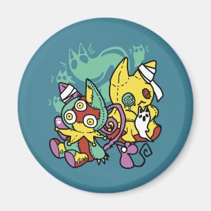 Positivt skrämmande Monstrosa katter Halloween Magnet