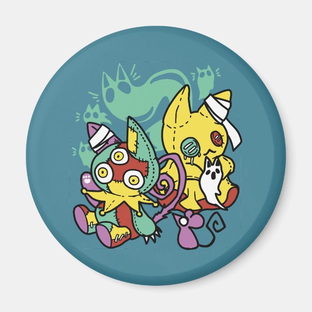 Positivt skrämmande | Monstrosa katter Halloween  Magnet (Framsidan)