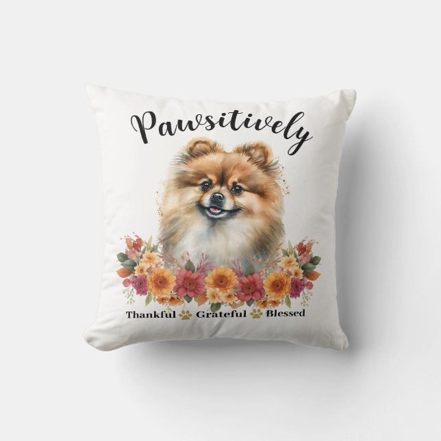 Positivt Tacksam Tacksam Salig Söt Hund Kudde (Framsida)
