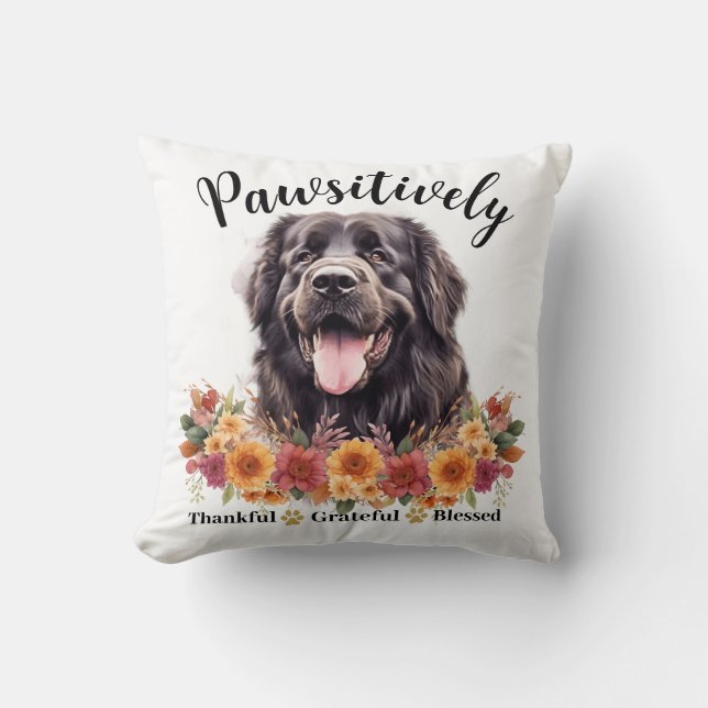 Positivt Tacksam Tacksam Salig Söt Hund Kudde (Framsida)