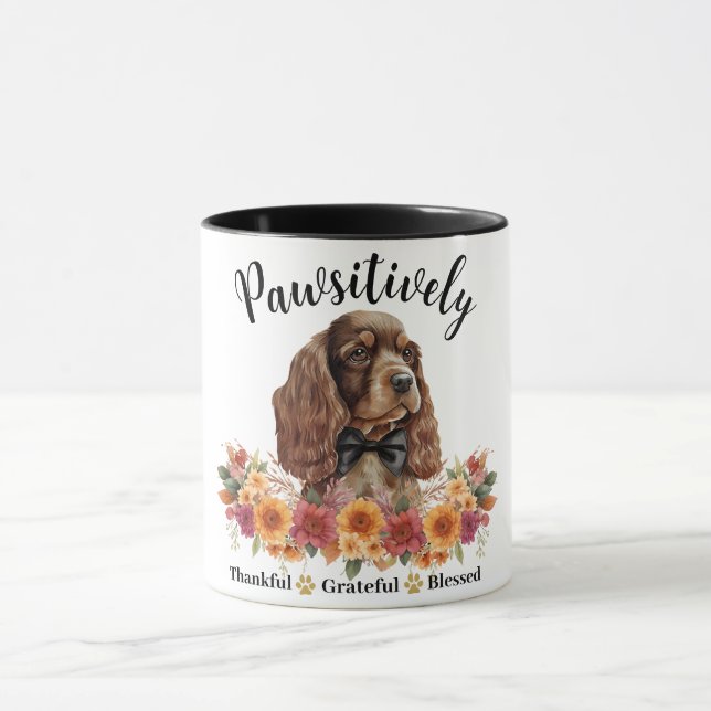 Positivt Tacksam Tacksam Salig Söt Hund Mugg (Center)