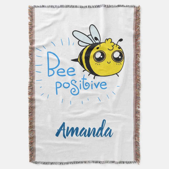 Positivt tänkande Bee Positive Cute Bee Filt (Framsidan Vertikal)