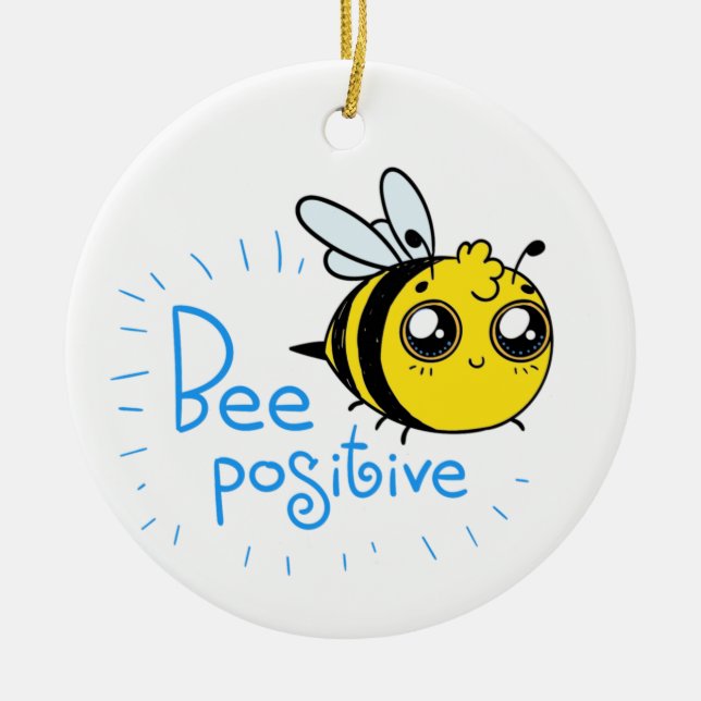 Positivt tänkande Bee Positive Cute Bee Julgransprydnad Keramik (Framsidan)