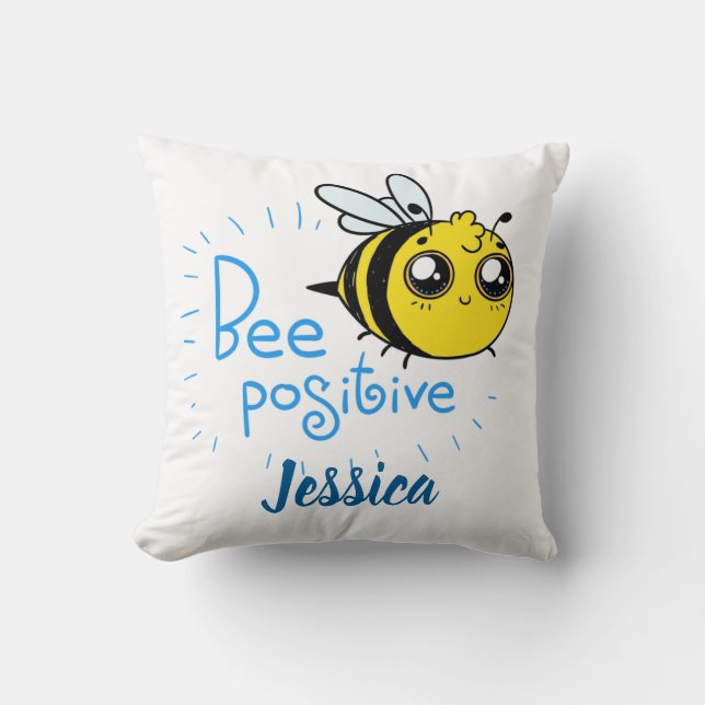Positivt tänkande Bee Positive Cute Bee Kudde (Framsida)