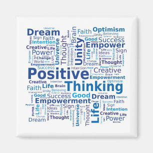 Positivt tänkande Ord Cloud - Blå Magnet