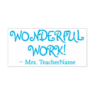 Positivt "WONDERFUL WORK!" + Anpassningsbar Educat Självfärgande Stämpel