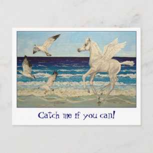 Poskort Pegasus Horse & Sea Gulls Fantasy Vykort