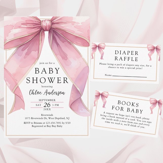 PosRosa Coquette Bow Baby Shower Inbjudningar (Skapare uppladdad)