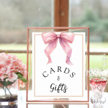 PosRosa Coquette Bow Cards and Gifts Sign